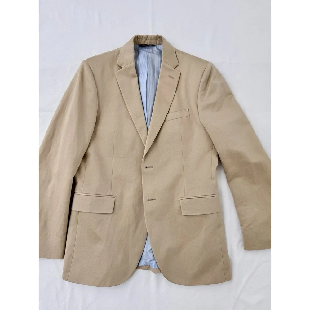 Banana Republic Tailored Fit Tan Blazer Jacket men's 42 R Linen Cotton Rush